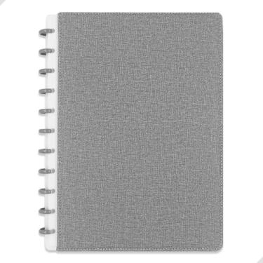 Imagem de Caderno Inteligente com 11 Discos Grande 22x30cm, Mágico 80 Folhas Com Elástico para Escola Faculdade ou Trabalho Premium (Cinza)
