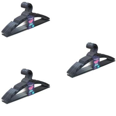 Imagem de Kit 30 Cabide Preto Super Resistente Conjunto C/10Pç 40x16cm - Arqplas