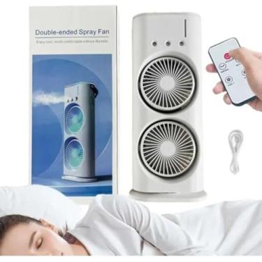 Imagem de Mini Portátil Climatizador Camada Ventilador Dupla Umidificador Hélice Giratório