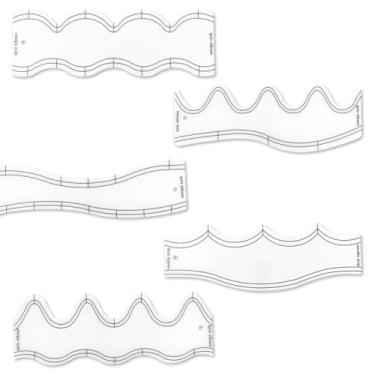Imagem de 5unid Modelos de Quilting de Movimento Livre, Réguas Quilting com Ondas Acrílico para Máquinas Costura Quiltings e Patchwork Faça Você Mesmo