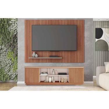 Imagem de Rack Bancada C/ Painel P/ Tv Até 70 Pol Simetria/aegon Freijo/off White - Caemmun