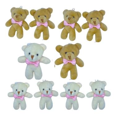 Imagem de 2X Mini Ursinho Pelúcia Lembrancinha Bebê Maternidade 10 Peç