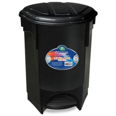 Imagem de Lixeira Multiuso Oval Com Pedal E Tampa 30 Litros Preta