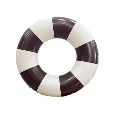 Imagem de Anel de natação médio para crianças e adultos, tubos internos listrados clássicos de 63 cm, boias infláveis, boias flutuantes de piscina, tamanho adulto para festa na piscina de verão na praia (marrom
