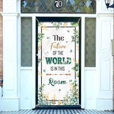 Imagem de arricraft 1 pç capa de porta de poliéster para sala de aula de eucalipto, pano de fundo motivacional escolar de eucalipto, banner de porta de varanda, fundo fotográfico para varanda interna e externa