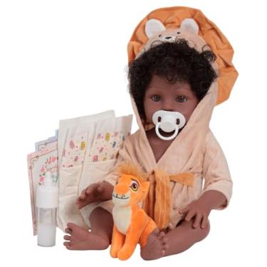 Imagem de Boneco Bebê Reborn Menino Realista Negro Enxoval Leãozinho