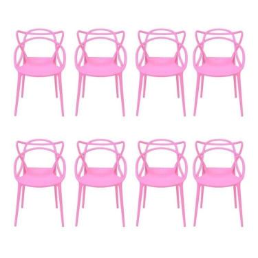 Imagem de Kit com 8 Cadeiras para Sala de Jantar Allegra Solna Rosa