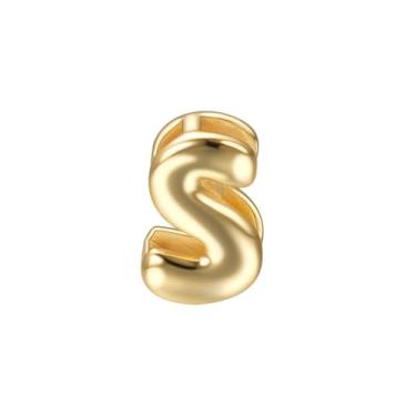 Imagem de Aleasha Colar com pingente de letra S dourado DIY acessórios adequados para corrente de 1 mm (apenas pingente)