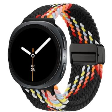 Imagem de Issinlky Pulseira trançada de nylon compatível com Galaxy Watch 8 de 40 mm e 44 mm, pulseira elástica com fivela magnética para Galaxy Watch 8 Classic de 46 mm e homens