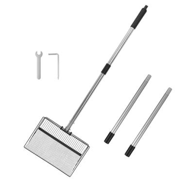 Imagem de Pá de lixo de metal para cocô de galinha, 63,5 cm - 177,8 cm com alça longa ajustável, ferramenta de limpeza de pá de cocô resistente, pá de areia durável para galinheiros e pequenas fazendas