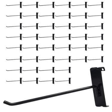 Imagem de NEESEEYEE Ganchos de parede de 20 cm, 50 peças de ganchos de exibição pretos resistentes para painéis de parede de grade, acessório de parede de grade para loja de varejo, estroboscópio doméstico
