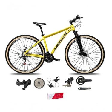 Imagem de Bicicleta Aro 29 Absolute Nero 5 Alumínio 2x9 18v K7 Freios Hidráulicos Garfo Com Trava Pneu C/faixa - Amarelo Tam.15