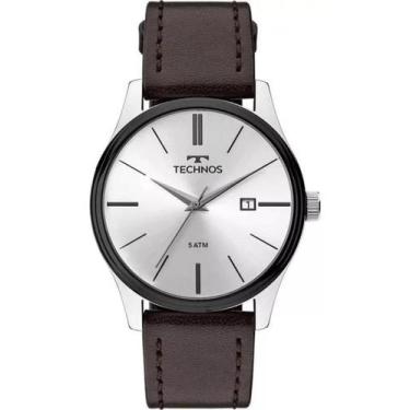 Imagem de Relógio Technos Masculino Steel Prateado 2115mpp/1k Correia Marrom Bis