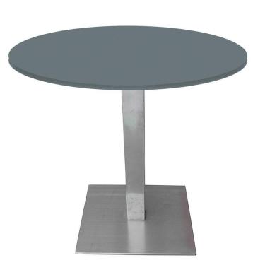 Imagem de Mesa Quadrada Alpha Inox Prata 73,50 Cm (altura) Tampo Mdp Redondo 80 Cm Grafito (larg)