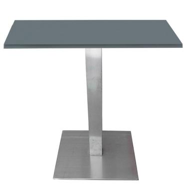Imagem de Mesa Quadrada Alpha Inox Prata 73,50 Cm (altura) Tampo Mdp Quadrado 70 Cm Grafito (larg)