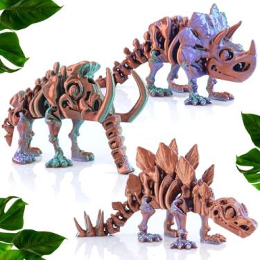 Imagem de DEFORAGE 3 Peças De Dinossauro Impresso Em 3D, Estegossauro Articulado, Triceratops, Mamute - Animais, Ornamentos Flexíveis, Para Autismo, Tdah, Presentes Aniversário, Decoração Mesa, Presente Amigo