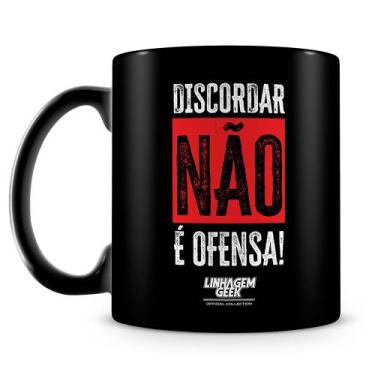 Imagem de Caneca Linhagem Geek Discordar - 100% Preta - Cerâmica de Alta Qualida