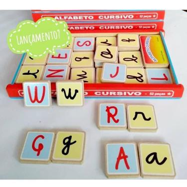 Imagem de Alfabeto em madeira letra cursiva 52 peças