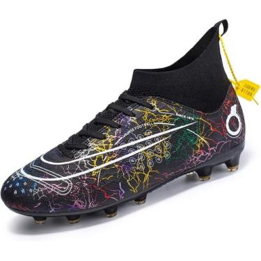 Imagem de Tênis de futebol masculinos de futebol com pontas longas, couro e borr