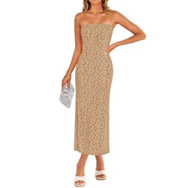 Imagem de Vestido ZESICA 2025 Summer Boho Floral sem alças Bodycon Dusty Pink