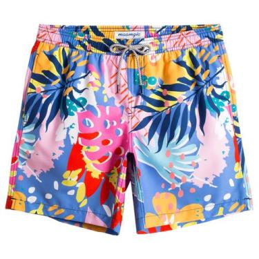Imagem de Calções de banho magic Quick Dry estampados para homens Leafs Blue - m