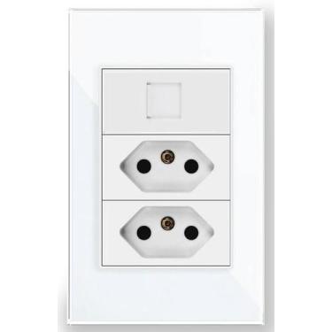 Imagem de Tomada Dupla C/ RJ45 Branca Flex 10A e 20A - AUTOMAÇÃO BRASIL