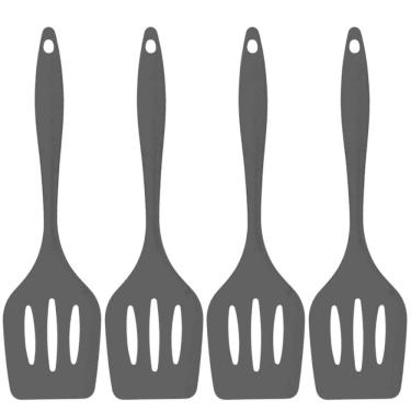 Imagem de Espatula De Silicone Vazada Preta Grande Kit 04 Un