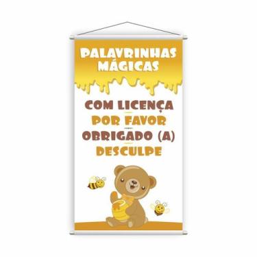 Imagem de Banner Pedagógico 120x65cm com Bastões de Madeira e Corda - Plimshop