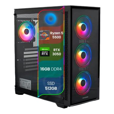 Imagem de PC Gamer TOP Concórdia Processador Ryzen 5 5500 16GB SSD 512GB Placa 3050 Fonte 600w