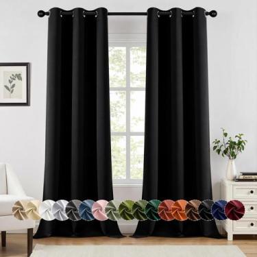 Imagem de Cortinas Blackout MIULEE pretas 229x229cm para quarto e sala de estar