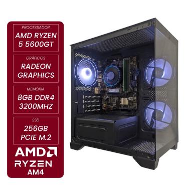 Imagem de Computador Gamer CertoX STREAM AMD AQ 1013 TC AMD Ryzen 5 5600GT Radeon Graphics 8GB DDR4 256GB SSD C/3 Fans Linux