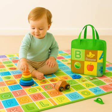 Imagem de Tapete Térmico Dobrável Infantil 1,20x1,80m Antiderrapante Espuma Emborrachada com Manta Térmica Isolante Macio Portátil Estampas Sortidas Tapete de Atividades para Brincadeiras Seguras