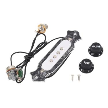 Imagem de Eujgoov Captador de Guitarra Acústico Elétrico Substituição 4 Cordas Acessório Bobina de Cobre Buraco de Som Design Leve Baixo Fácil Instalação Qualidade de Som Aprimorada (GMB333 Cor Preta)