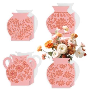 Imagem de Jingmore 12 Pcs Platos De Barro Mexicanos Cielito Lindo Party Decoration Flower Vase Centerpiece Mexican Paper Gift Boxes Terracotta Clay Pottery Cinco De Mayo Decor for Tables (Brown Flower,Pink)