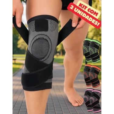 Imagem de Kit Joelheira Protetora Esportiva Faixa Compressão Ajust Pre