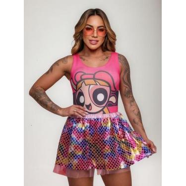 Imagem de Conjunto Body Super Poderosas E Saia Metalizada Curta - WSA Acessorios