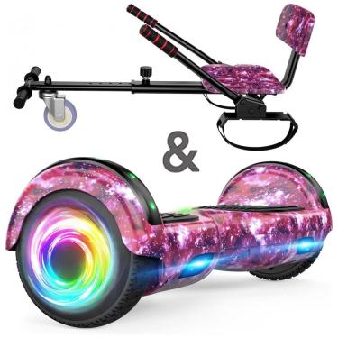 Imagem de Hoverboard SIMATE Rosa Brilhante 6,5&quot; com Bluetooth, Luzes LED e Certificação UL2272 – Até 13,7 km/h, Autonomia de 12,8 km