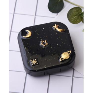 Imagem de Estojo quadrado para lentes de contato com céu estrelado - caixa de armazenamento com tema planeta, kit de cuidados com lentes de contato interestelar (estilo 2) BLC1502-02