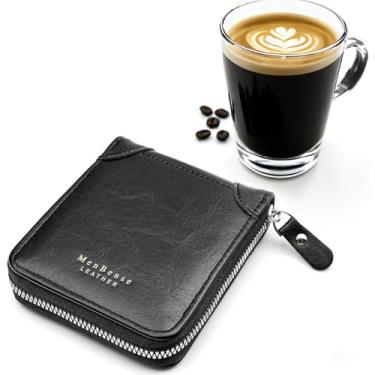 Imagem de Carteira masculina, carteira dobrável de bolso frontal, minimalista, bolso frontal, carteira masculina vintage com compartimento para vários cartões de grande capacidade, Preto, 4.5 x 3.5 x 1 inches