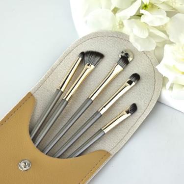 Imagem de Conjunto de 5 pincéis de sombra, portátil, macios, pincéis de maquiagem para corretivo, sobrancelhas, delineador