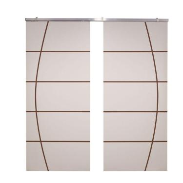 Imagem de Porta Dupla Branco Prime Frisada Kit Alumínio F01 - 210x140