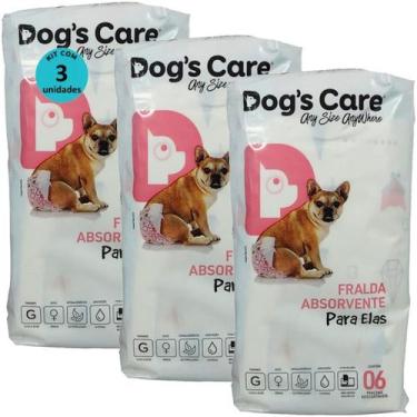 Imagem de Fralda higiênica descartável dogs care g 6 un para cães fêmeas kit com