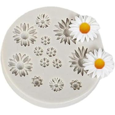 Imagem de Moldes de silicone de flores fofas em forma de margarida molde de doce para fondant mini flor moldes de chocolate para decoração de bolos, enfeite de cupcake Fudge argila de polímero, moldes de