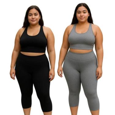 Imagem de Kit 2 Conjunto Calça Capri Top Plus Size Suplex GG Ao G5 - DiFerreira,