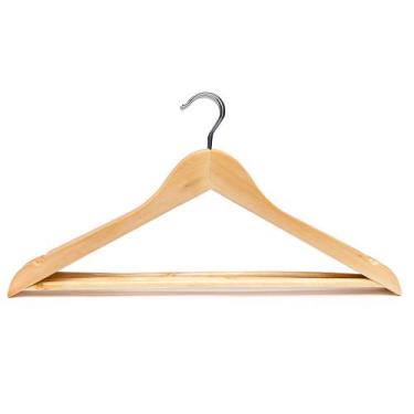 Imagem de Kit 50 Cabide de Madeira Adulto com Verniz para Closet e Armário - Âmb