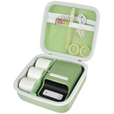 Imagem de ALKOO Capa compatível com impressora térmica sem fio NIIMBOT B21 Label Maker, suporte para etiquetadora sem tinta e refis de fitas de etiquetagem, com bolso de malha para acessórios de cabo (menta)