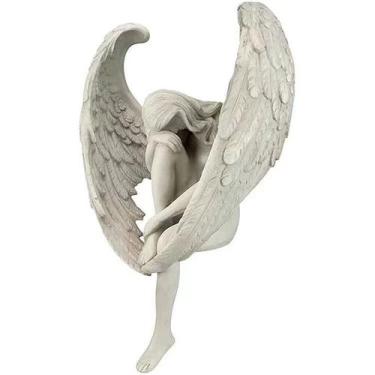 Imagem de Escultura: figura de anjo, estilo nórdico, resina minimalista, 15 cm -