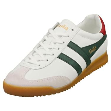 Imagem de Gola Tênis masculino de couro Torpedo, Branco/Evergreen/Deep Red, 39