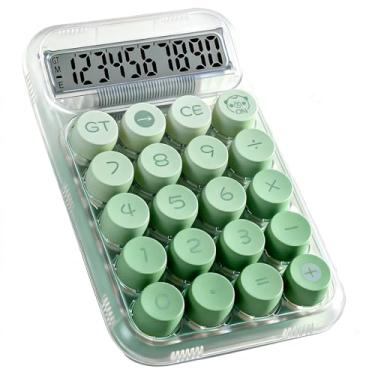 Imagem de Calculadora de interruptor mecânico com tela LCD grande de 10 dígitos, linda calculadora básica com botão grande antiderrapante, corpo transparente, para casa, negócios, escola, escritório, mesa