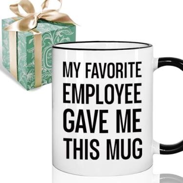 Imagem de Puouoonyi Caneca engraçada presentes para chefe - My Favorite Employee Gave Me This Mug 325 ml, presente de chefe novidade de funcionários, presente de mordaça engraçado, aniversário, Natal, presentes